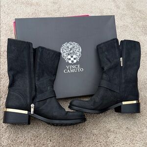 Vince Camuto Black Moto Mid Boots - Like New